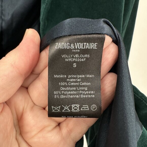 ZADIG & VOLTAIRE volly blazer emerald green velvet open front holiday trendy S - Picture 9 of 9